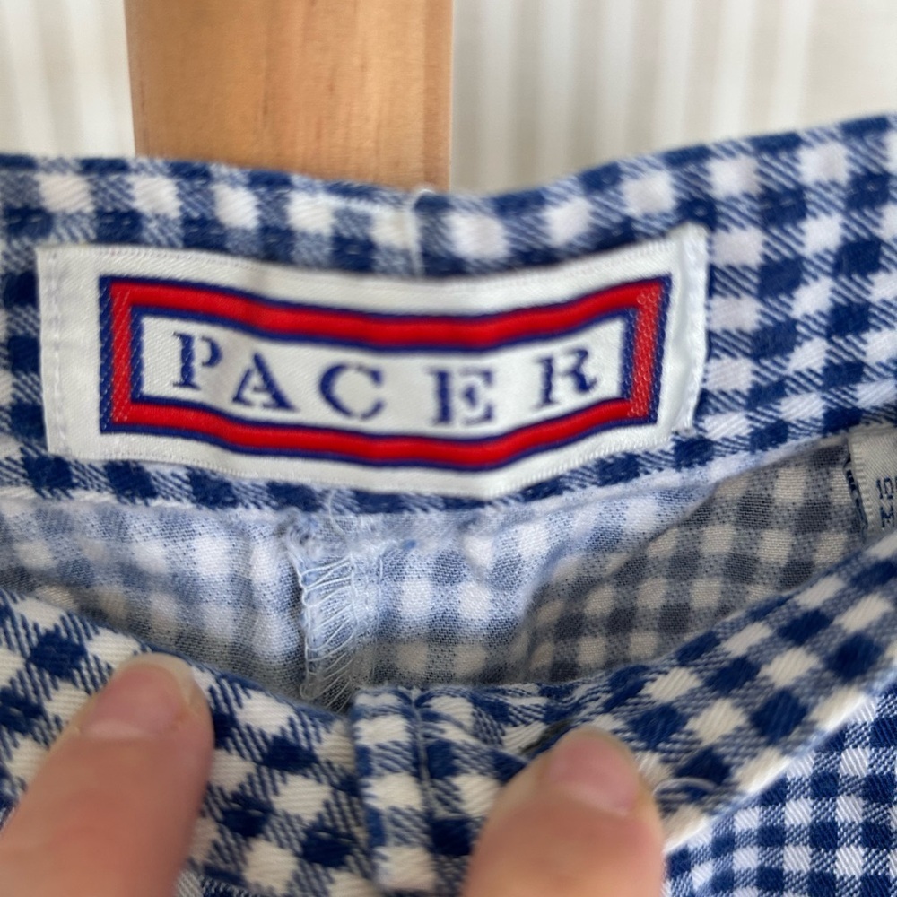 Vintage Pacer Blue and White Gingham Women's Shorts Size 16 High Waist - Picture 4 of 8